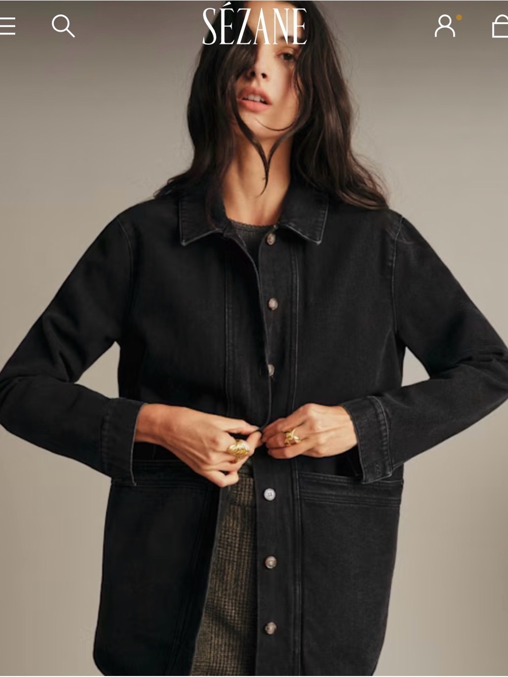 Sezane Will Chore Jacket - Washed Black